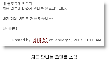 드디어 등장한, 블로그 코멘트 스팸! 드디어 등장한, 블로그 코멘트 스팸!
