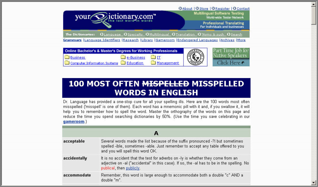 100 Most Often Misspelled Words
