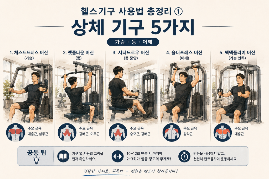 헬스기구 사용법 총정리 ① 상체 편 (가슴·등·어깨)