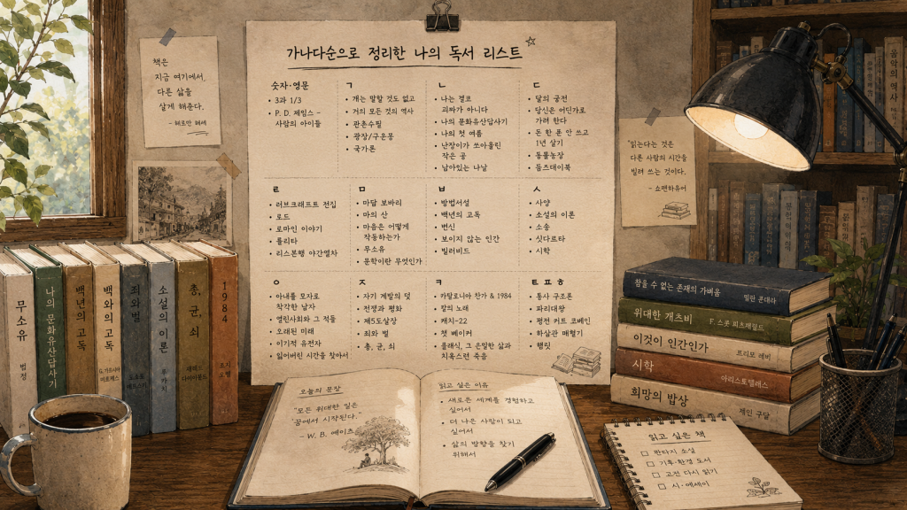 가나다순으로 정리한 나의 읽을 책 리스트