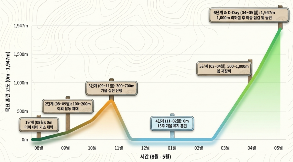 한라산 도전기 – 체력 제로에서 시작하는 15주 훈련 로드맵